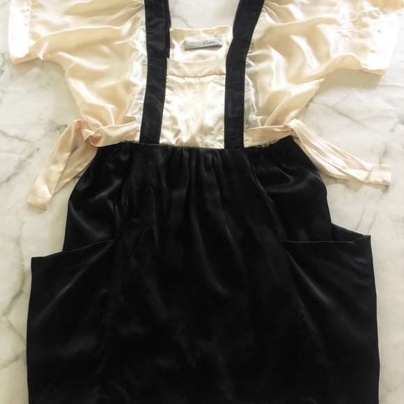 Richard Ruiz Silk Tie Waist Pinafore Apron Style Dress with Pockets NWOT - Picture 4 of 8